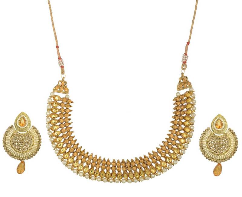 Reeti Fashions - Artificial Gold Stone Studded Choker Necklace set