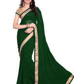 Green Faux Georgette Embroidered Saree With Blouse