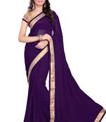 Purple Faux Georgette Embroidered Saree With Blouse