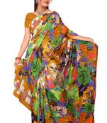 Light multicolor printed faux georgette saree with blouse