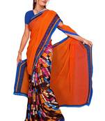Light multicolor printed faux georgette saree with blouse