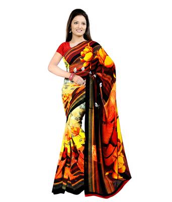 Light multicolor printed georgette saree with blouse 1