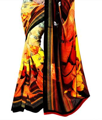 Light multicolor printed georgette saree with blouse 3