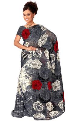 Light multicolor printed georgette saree with blouse 1