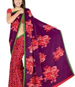 Green printed georgette saree with blouse