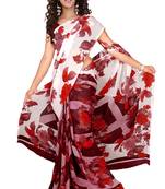 White printed georgette saree with blouse