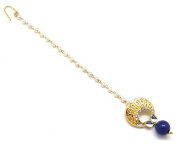Chand Bali Small Size Maang Tikka Decorated With Kundan & Crystal 2