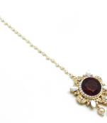 Rajwdi Style Big Stone Maang Tikka Decorated With Crystal