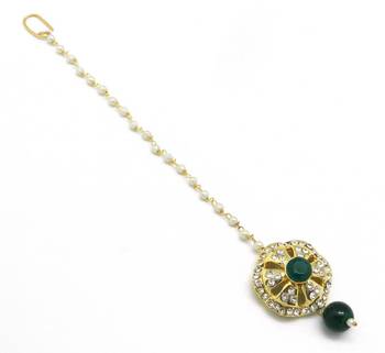 Wheel Shape Maang Tikka Decorated With Crystal 1