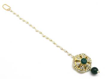 Wheel Shape Maang Tikka Decorated With Crystal 2