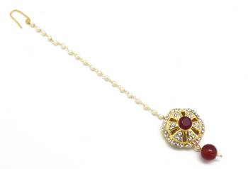 Wheel Shape Maang Tikka Decorated With Crystal 1