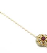 Wheel Shape Maang Tikka Decorated With Crystal