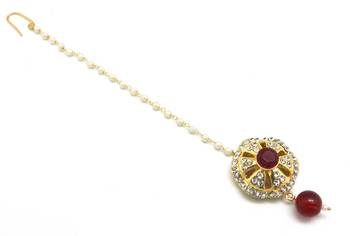 Wheel Shape Maang Tikka Decorated With Crystal 3
