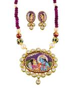 Multicolor  Hand Painted Kundan Work Tanjore Art Necklace Set