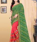 Green Embroidered Georgette Saree With Blouse