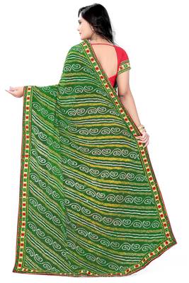 Green Embroidered Georgette Saree With Blouse 4
