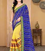 Blue Embroidered Georgette Saree With Blouse