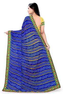 Blue Embroidered Georgette Saree With Blouse 4