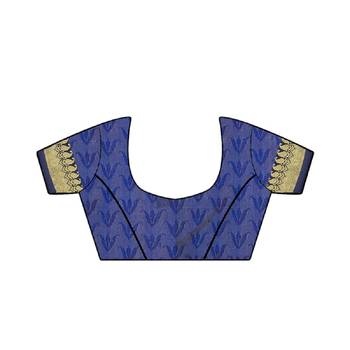 Aqua Blue Printed Cotton Silk Saree With Blouse 5