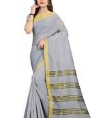 Grey printed silk saree with blouse