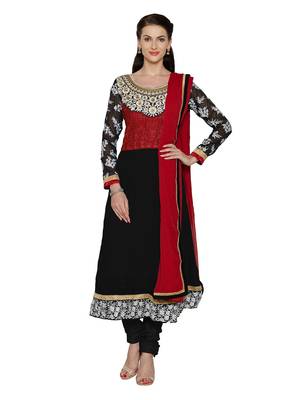 Black embroidered georgette salwar with dupatta 1