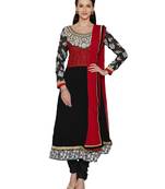 Black embroidered georgette salwar with dupatta