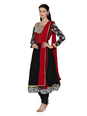 Black embroidered georgette salwar with dupatta 3