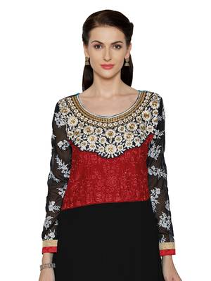 Black embroidered georgette salwar with dupatta 4