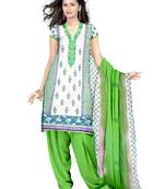 Green printed cotton salwar with dupatta