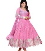 Pink embroidered net salwar