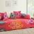 Swayam Pink and Blue Colour Floral Diwan Set with Bolster and Cushion Covers (Set of 6)