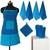 Cotton Sky Diver and Bachelor Button Bi-color Apron Set (8 pcs)