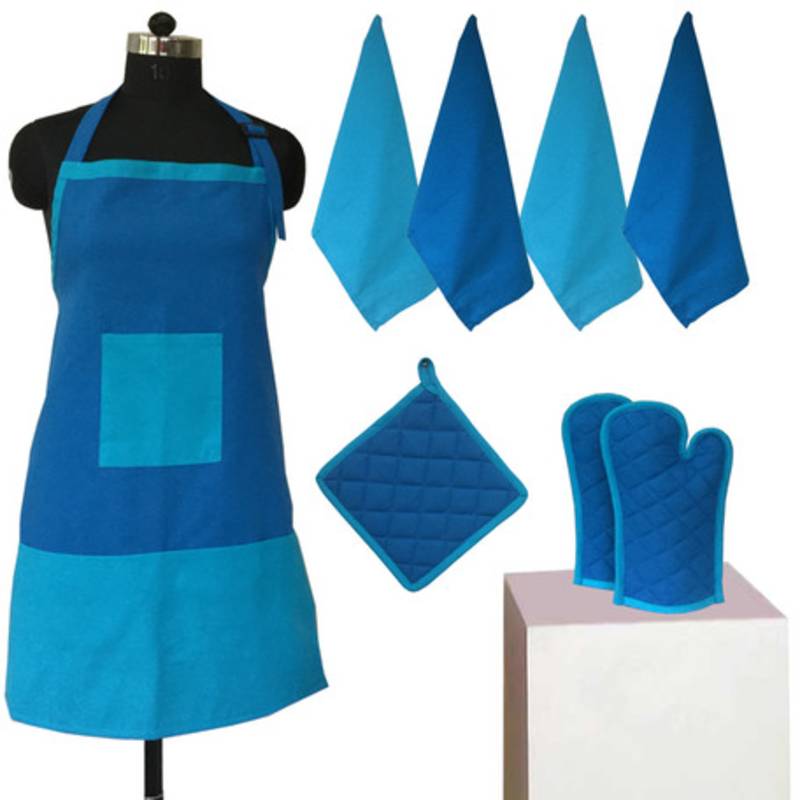 Cotton Sky Diver and Bachelor Button Bi-color Apron Set (8 pcs)