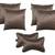 Lushomes Textured Blackout Dark Brown Car Set (4 pcs Cushions 12 x 12 inches & 2 pcs Neck Rest Pillow 6 x 10 inches)