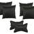 Lushomes Textured Blackout Black Car Set (4 pcs Cushions 12 x 12 inches & 2 pcs Neck Rest Pillow 6 x 10 inches)
