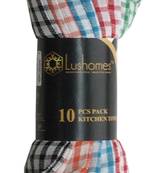 Lushomes Cotton Checked Kitchen Towels (31 x 46 Cms, Pack of 10 Pcs)