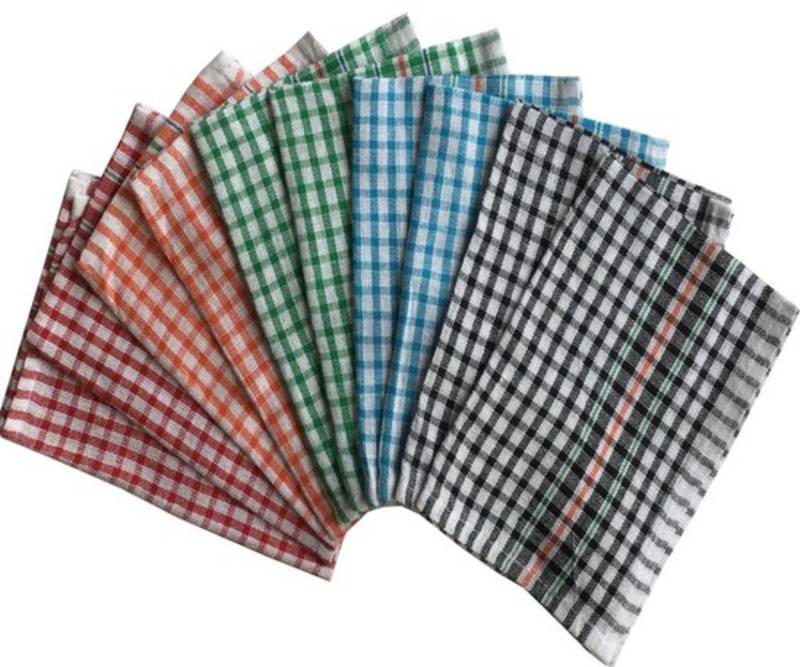 Lushomes Cotton Checked Kitchen Towels (31 x 46 Cms, Pack of 10 Pcs)