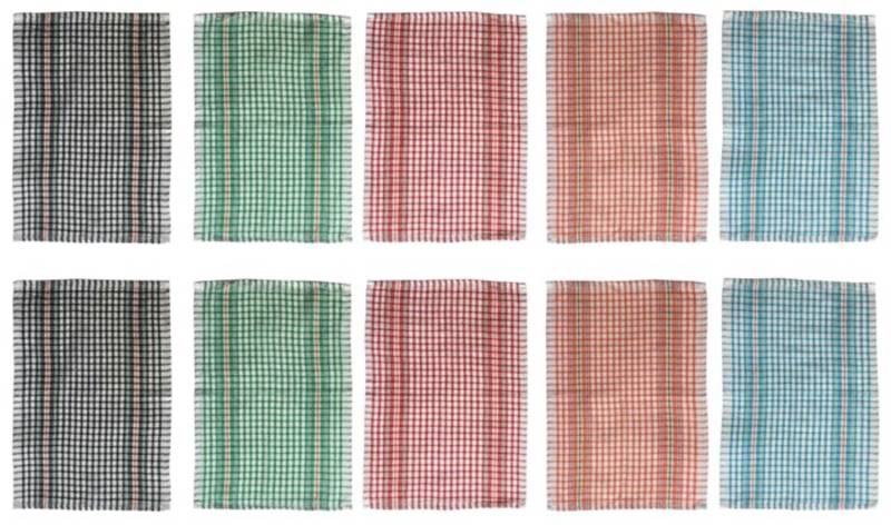 Lushomes Cotton Checked Kitchen Towels (31 x 46 Cms, Pack of 10 Pcs)