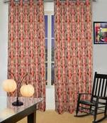 Polyester Rust Jacquard Curtains with Lining with 8 Eyelets for Door