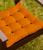 Half Panama Bi-Color Sun Orange and French Roast  Chair  Cushion with 9+9 Buttons and 4 Strings