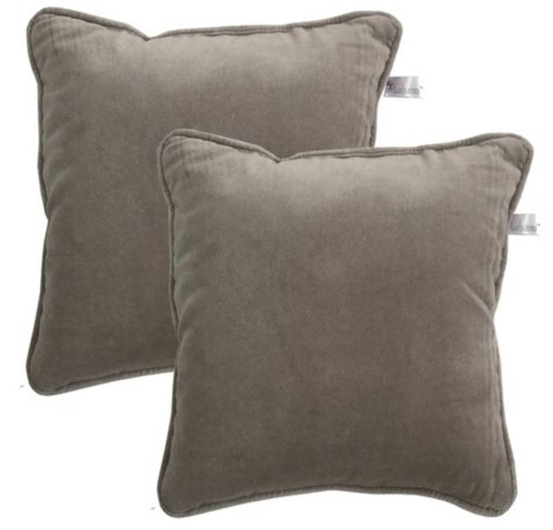 Set of 2 Grey Velvet Cushion Cover with cord piping and top invisible