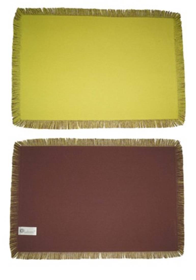 Reversible Fringe Placemats, Brown & Light Green (Pack of 6) Lushomes