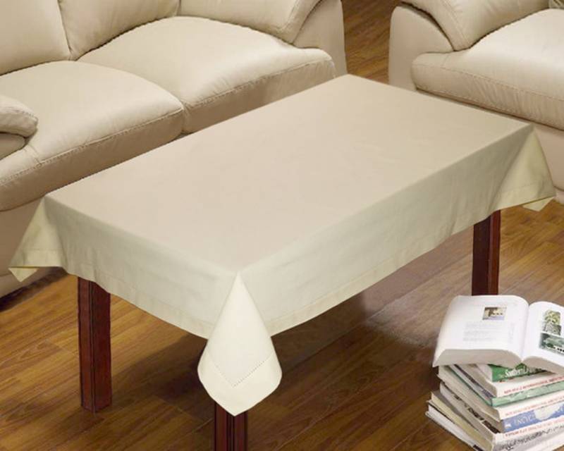Lushomes Cotton Cream Plain Dining Table Cover Cloth Size 36 x 60 Inches, Center Table Cloth
