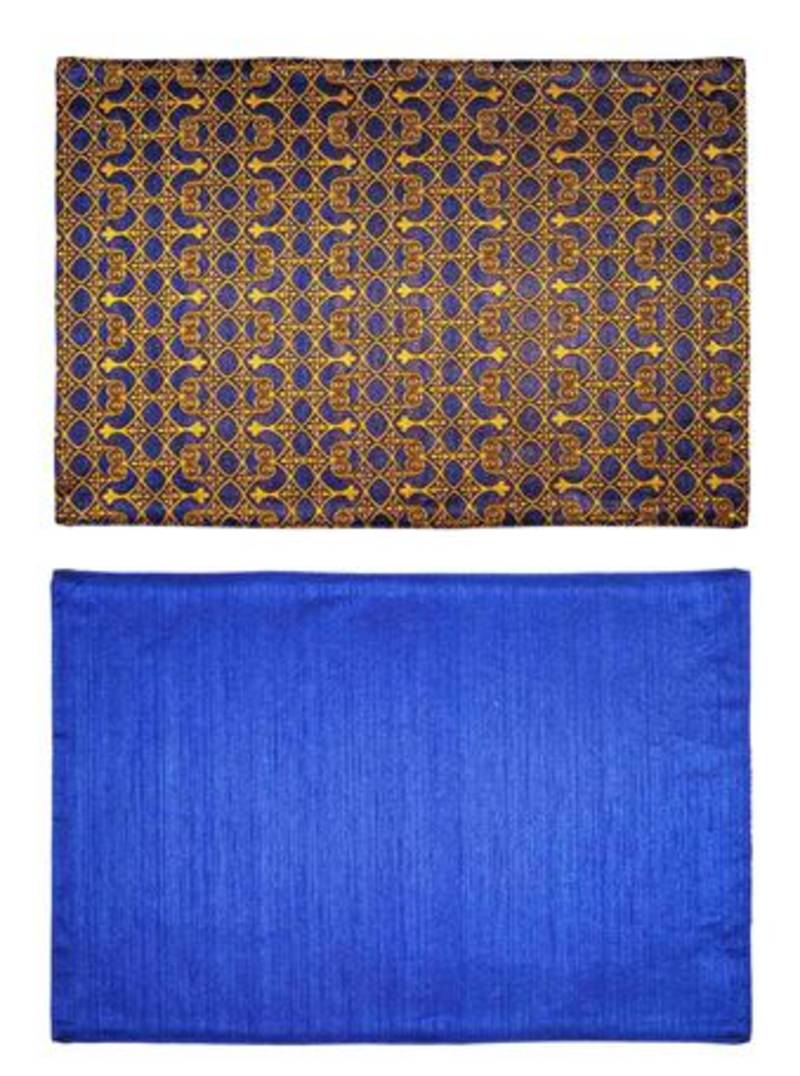 Navy Blue 6 Reversible Decorative Placemats and 6 Coordinating Napkin