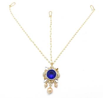 Rajwdi Style Big Stone Matha Patti Maang Tikka Decorated With Crystal 1