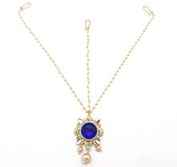 Rajwdi Style Big Stone Matha Patti Maang Tikka Decorated With Crystal 2