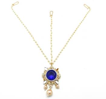 Rajwdi Style Big Stone Matha Patti Maang Tikka Decorated With Crystal 3