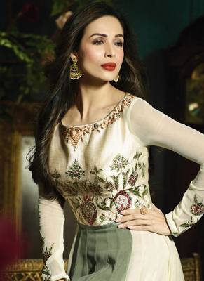Ivory embroidered georgette salwar 2