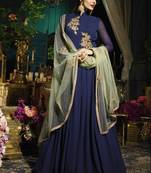 Blue embroidered georgette Anarkali SUit