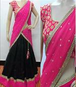 Black Heavy Taffeta silk Plain lehenga with dupatta